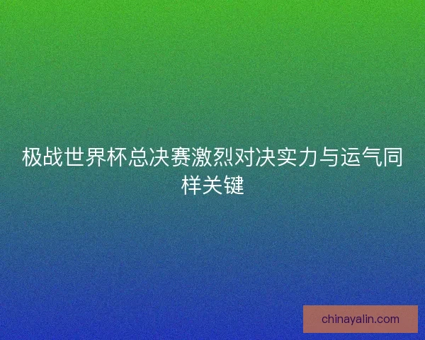 极战世界杯总决赛激烈对决实力与运气同样关键